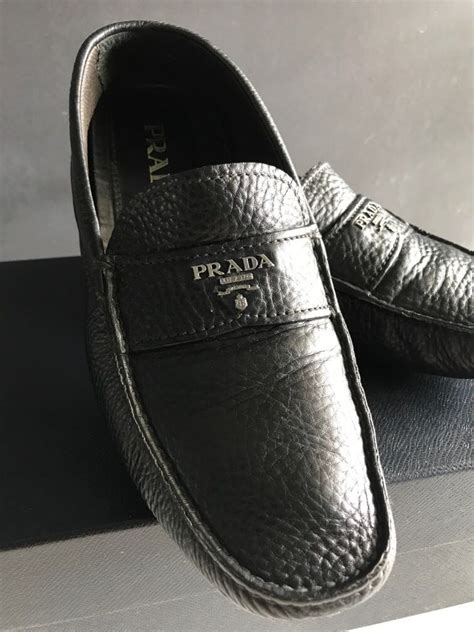 Prada Men's 2D2170 Black Leather Logo Loafer Business Shoes 